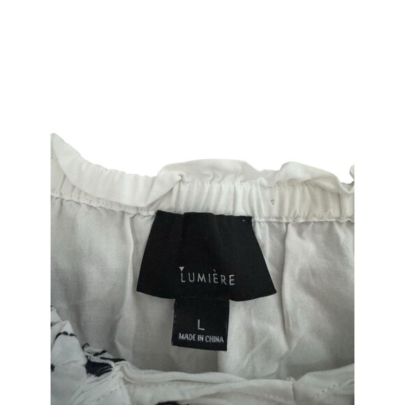 LUMIERE Embroidered Boho Chic Off Shoulder Peasant Top With Tassel Size L - Picture 5 of 7